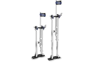 GCCSJ 24''-40'' Drywall Stilts for Adults Adjustable Heights Aluminum Work Stilt with Protective Knee Pads for Sheetrock Drop Ceiling Painting Painter Pruning Branches or Cleaning
