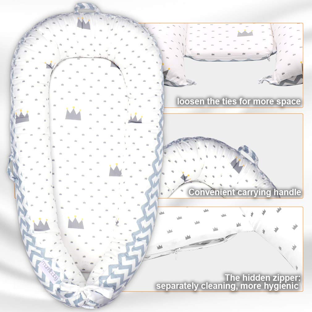Mamibaby Baby Lounger Baby Nest 100% Soft Breathable Cotton Newborn Lounger Perfect for Co Sleeping,Portable Crib Baby Bed Bassinet Snuggle Bed for Travel,Suitable for 0-12 Months Infant: Baby