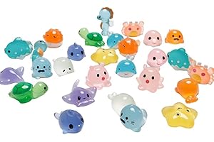 Exasinine 28 Pcs Mini Ocean Animals Luminous Sea Animals Mini Resin Figures Marine Animal Figurines Aquarium Fish Tank Undersea Animal Landscaping Miniature Fairy Garden Accessories DIY Home Decor