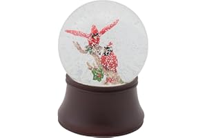 ELANZE DESIGNS Red Cardinal Friends Wind Up Musical Tabletop Dresser Nightstand Figurine Decoration 120MM Sturdy Glitter Water Snow Globe Plays Tune Wish You A Merry Christmas