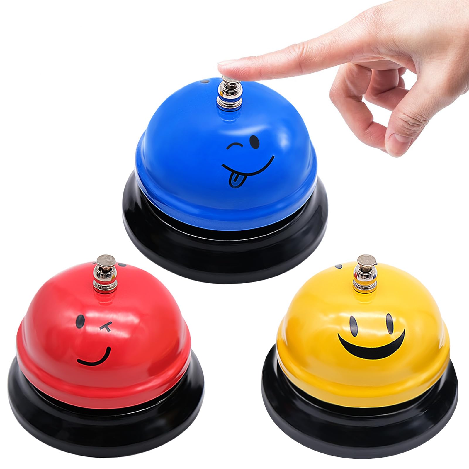 Cisolen 3 Pieces Table Bell Reception Bells Stainless Steel Smile Bell Call Bells for Kitchen Restaurant Hotels Bars Hotel Bar Reception Wedding