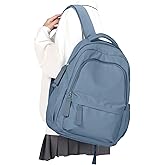 winspansy Small Backpack For School Girls Boys Aesthetic Lightweight Travel Daypack Simple Cute Backpack For Women Men College High School Bookbag Fit 14 Inch Laptop, Blue