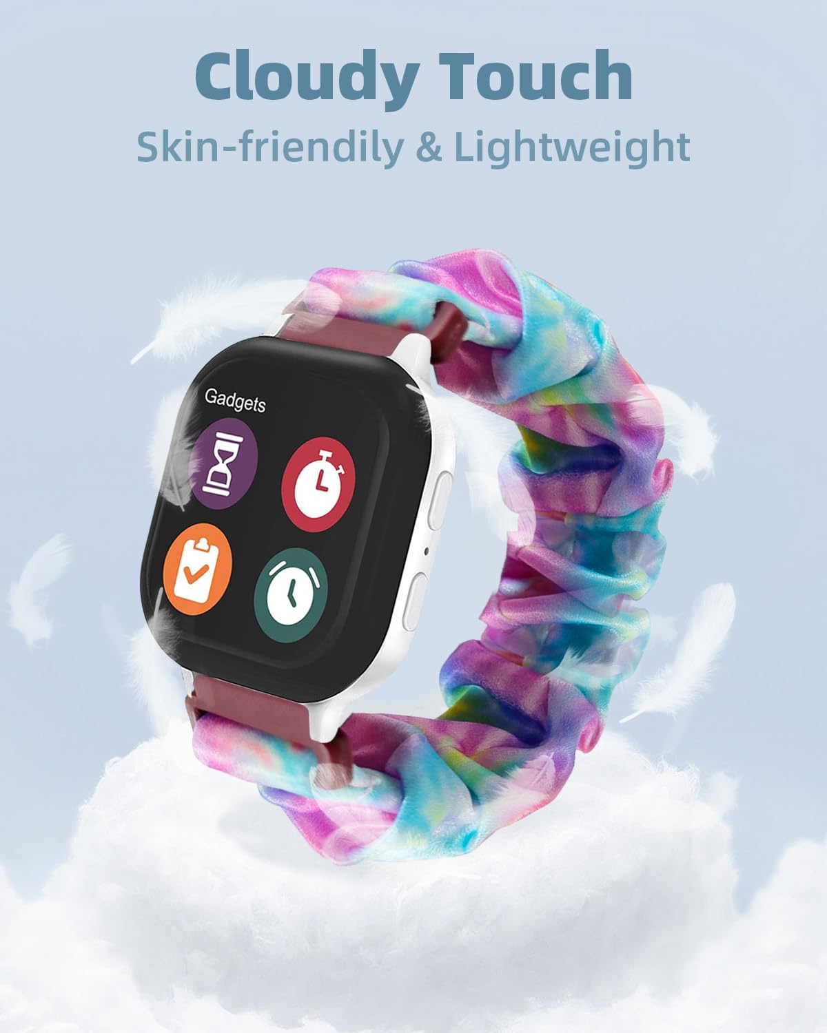 NewJourney Scrunchie Band Compatible with AT&T amiGO Jr Watch, Cute Printed Stretchy Solo Loop Band Replacement