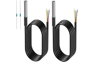 DROK 2 Pack Waterproof DS18B20 Temperature Sensor Probes with 2 Pack 4.7K ohm Resistors for Arduino Raspberry Pi DIY