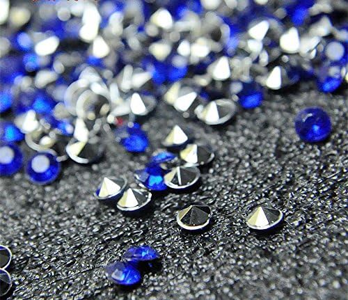 Acrylic Color Faux Round Diamond Crystals Treasure Gems for Table Scatters, Vase Fillers, Event, Wedding, Arts &amp; Crafts (2000 pcs) (Dark Blue &amp; Silver)