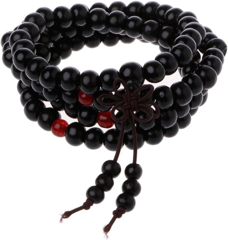Richi 8mm Natural Sandalwood Beads Bracelet 108 Buddha Wood Beads