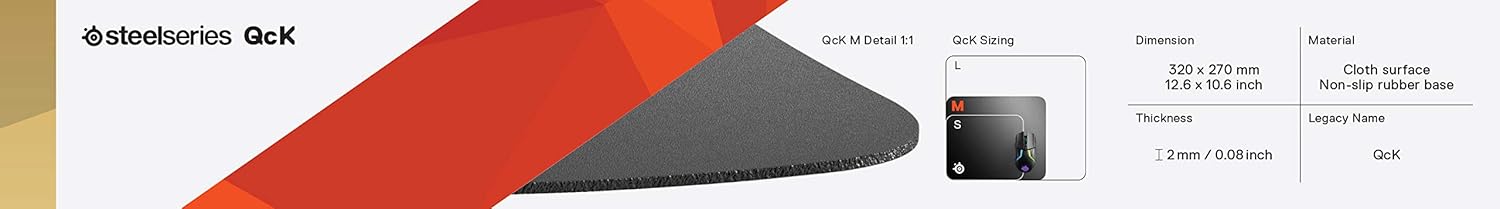 SteelSeries QcK Gaming Surface - Medium Cloth - Best Selling Mouse Pad of All Time - Optimized For Gaming Sensors - Maximum Control, Black: Electronics