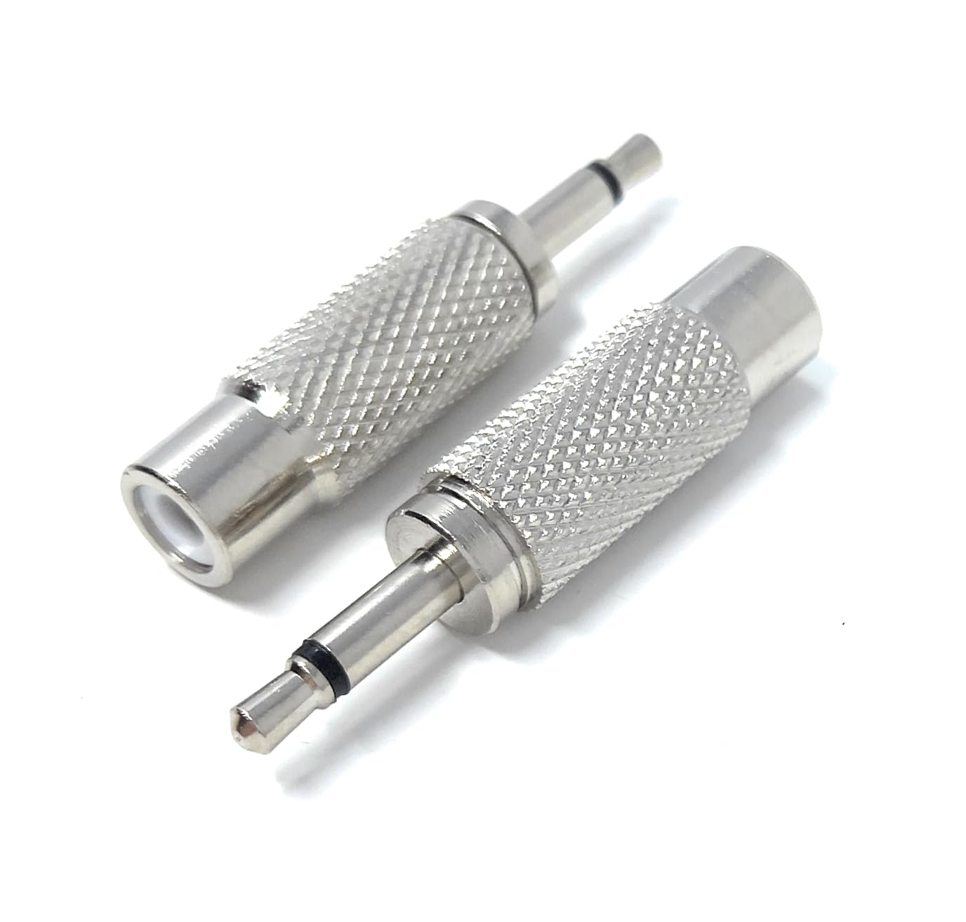 DRUT 2 pcs 3.5mm Mono Jack Plug to RCA Phono Socket Male to Female Adapter (Silver)