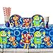 Party Robots Birthday Party Supplies Pack for 16 Guests: Straws, Dessert Plates, Beverage Napkins, Table Cover, and Cups