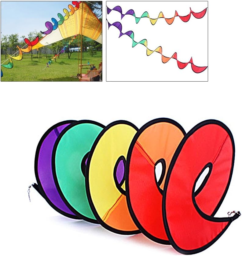 OutFans Rainbow Wind Spinner, Rainbow Curlie Spinner - 43 Inch Colorful Hanging Rainbow Wind Twister for Yard or Outdoor Camping Decoration