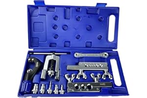 Hiatsu Premium Flaring Tool and Swaging Tool Kit Ideal for HVAC - Copper Flare Tool Kit with Heavy Duty Chromed-Steel Flaring Cone & Ratchet Wrench - Carrying Case Included | Flaring Tool Kit HVAC