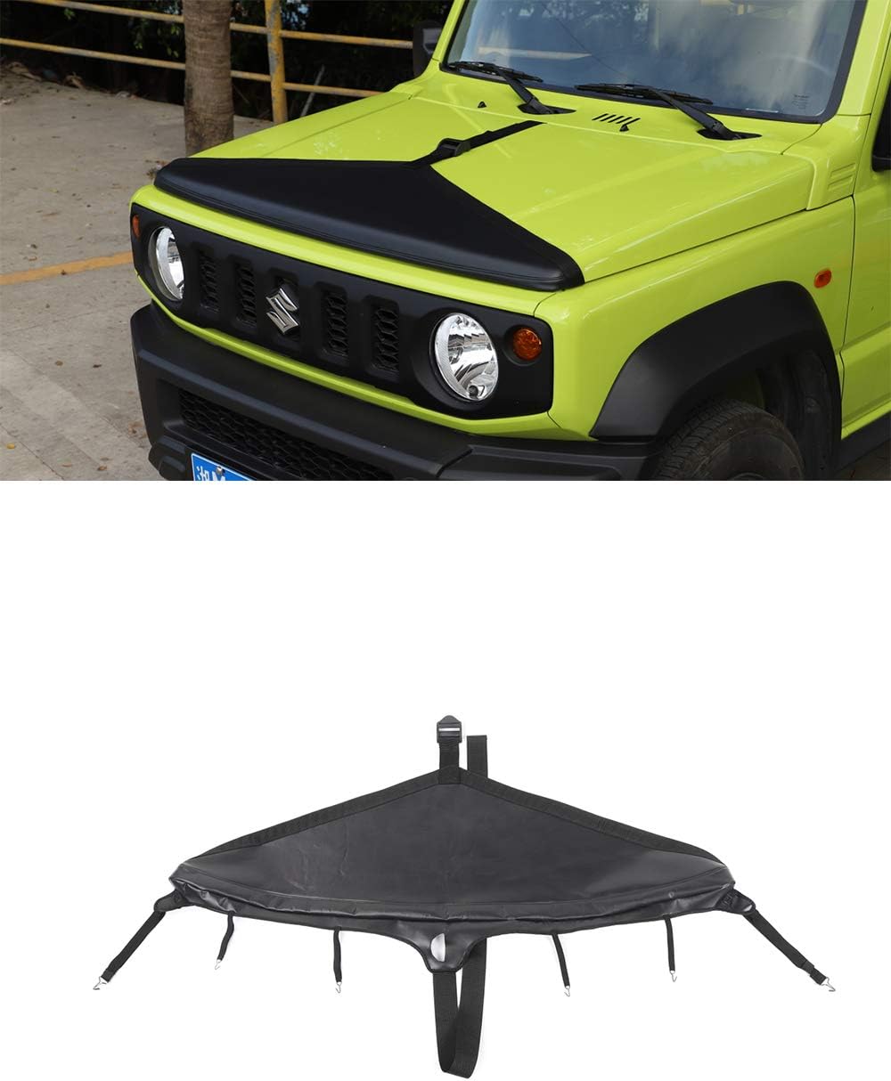 Vpcar Black Canvas Car Engine Hood Cover, Front Hood Cover Bra Protector Cover for Suzuki Jimny 2019-2020