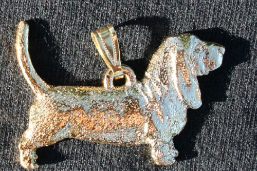 Bassett Hound Dog 24k Gold Plated Pewter Pendant