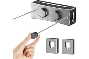 JEKYEROYME Retractable Clothesline Indoor & Outdoor, Non-Sagging Wall Mounted Drying Rack Clothesline, 16.7 Ft Stainless Steel Wire Double Clothes Lines, Hanging Clothes line for Balcony, Courtyards(Grey)