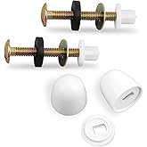 Notoke 2 PCS Universal Toilet Floor Bolts and Caps Set, Solid Brass, 1/4-20, Hex Head, Round, White, 1.43 Inch Diameter, 1.57