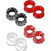 OUFER 8PCS Silicone Gauges for Ears, Flexible Ear Gauges, Stretchers Expander Ear Tunnel Plugs, Double Flared Flesh Ear Piercing Jewelry, 00 Gauges for Women Men