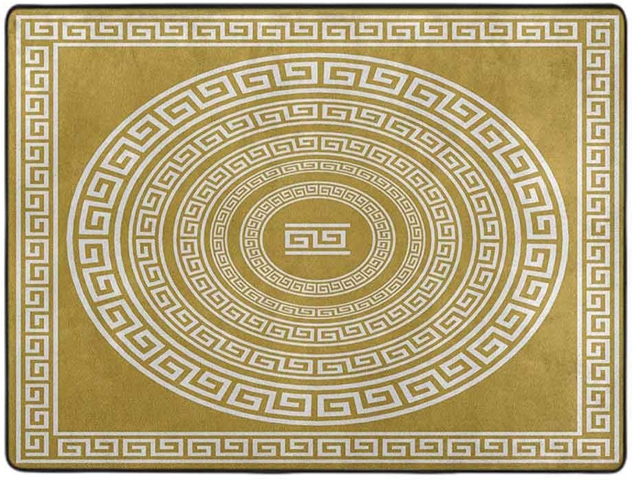 Greek Key Modern Area Rugs, Frieze with Vintage Ornament Meander