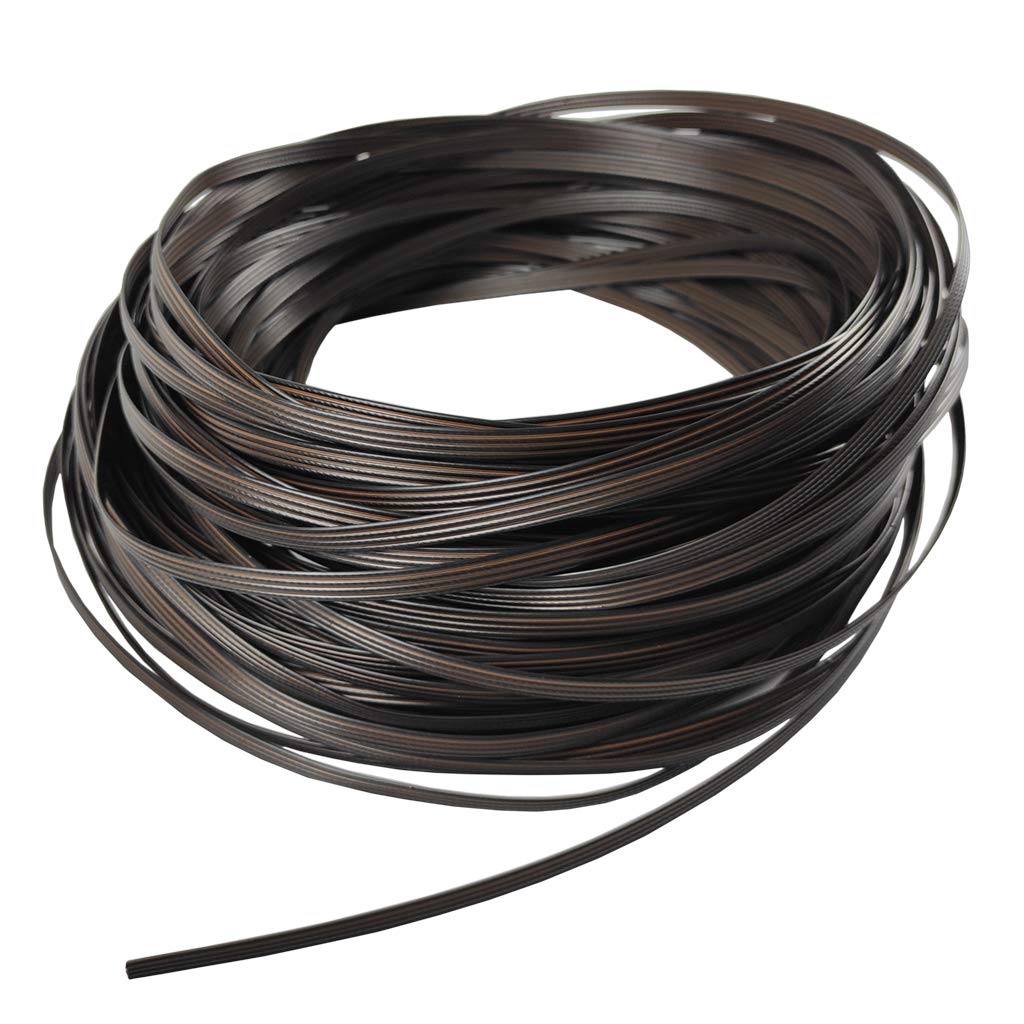 60m Flat PE Rattan Plastic Wicker for Chair Recliner Coffee Table Patio Furniture Repair Flower Pot DIY (Four Lines/Black and Coffee/8 * 1.4mm)