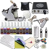 Complete Tattoo Kit Machines Color Inks Power Supply Y-017
