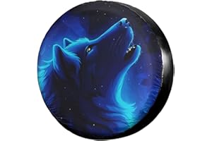 Dujiea Blue Wolf Spare Tire Cover, Universal Wheel Tire Cover Dust-Proof Tire Protectors for Trailer Rv Van SUV Truck Camper 