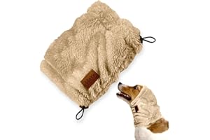 SSaYo Dog Ear Muffs Noise Protection - Soft Calming Hood for Anxiety Relief, Fireworks, Thunder, Grooming & Vet Visits - Elastic Band & Comfortable Neck Warmer for Travel (No Ear, Brown, Large)