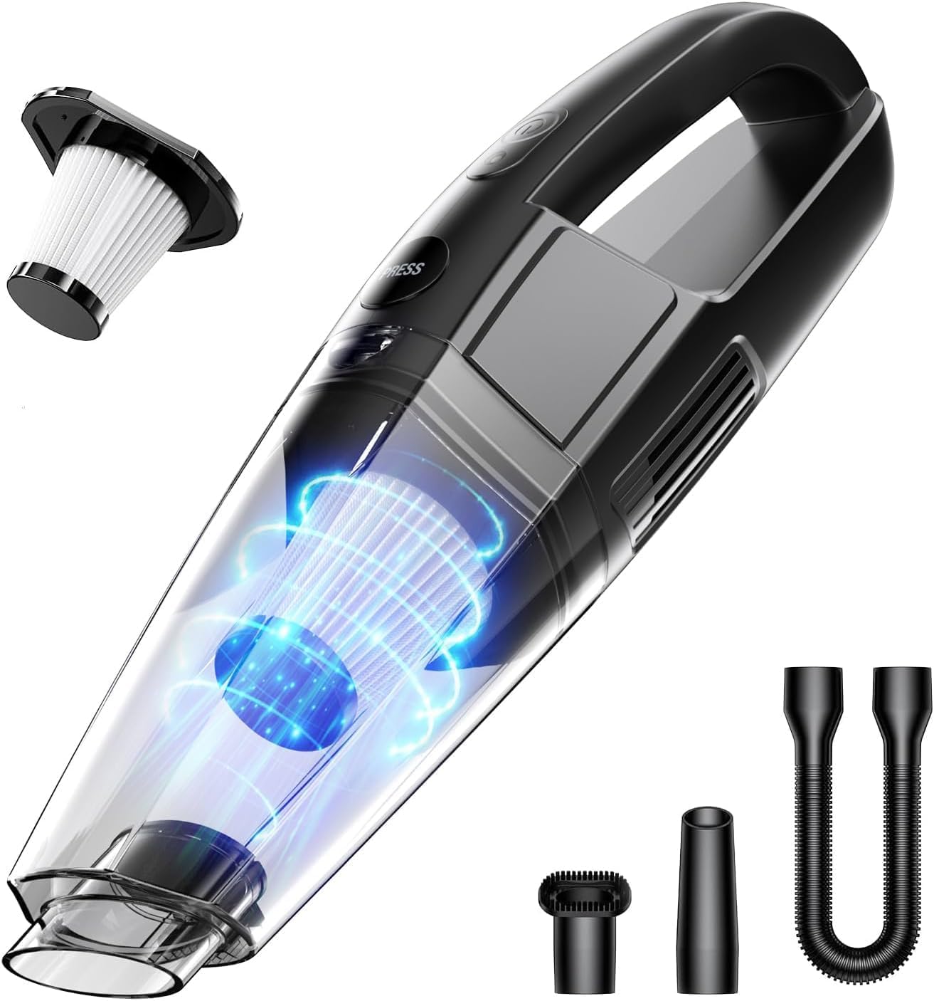 Photo 1 of BSRCO Hand Vacuum Cordless 3-in-1, Car Vacuum with USB Charge, Handheld Vacuum Cordless Rechargeable with LED, HEPA Filter, 1.43 lbs Lightweight, Ideal for Car & Home Use