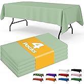 Niuara Sage Green Plastic Table Cloth - 4 Pack 54" × 108" Rectangle Disposable Tablecloths for 6FT Tables, Table Cover for Party, Holiday & Gathering Use