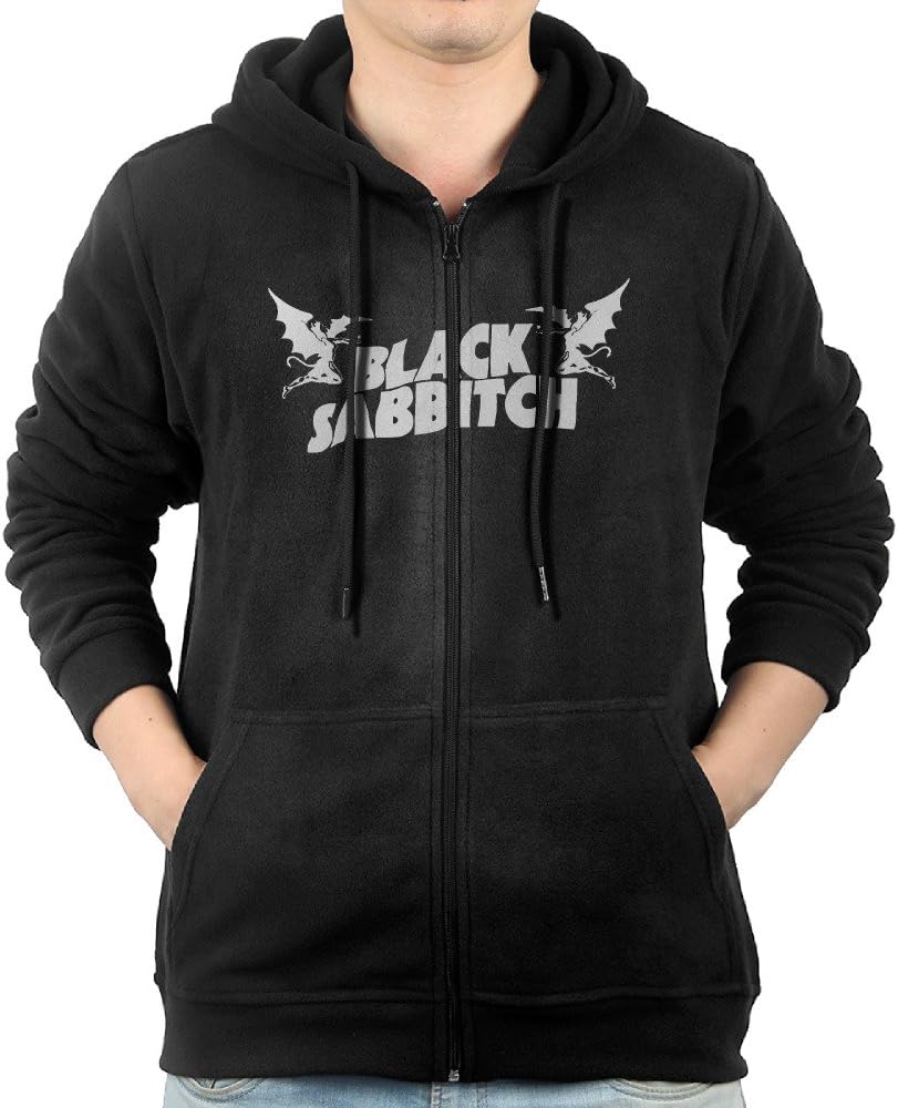 Fashion Hoodies For Mens Black Sabbath Logo Sweatshirts Zip-Up