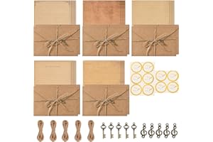 Priaora Set of 5 Vintage Stationery Paper and Envelopes Set, 20 Sheets Antique Lined Aged Letter Paper, 10 Matching Envelopes