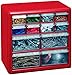 Stack-On DSR-12 12 Drawer Parts Storage Organizer Cabinet, Red