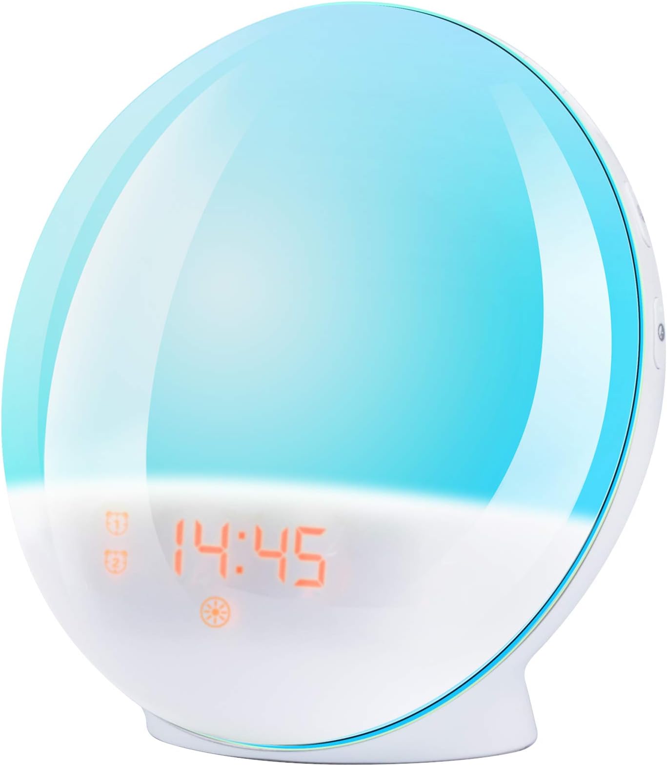 Alarm Clock Wake Up Light- Light Alarm Clock with Sunrise/Sunset Simulation Dual Alarms and Snooze Function, 7 Colors Atmosphere Lamp, 7 Natural Sounds and FM Radio, Ideal for Gift