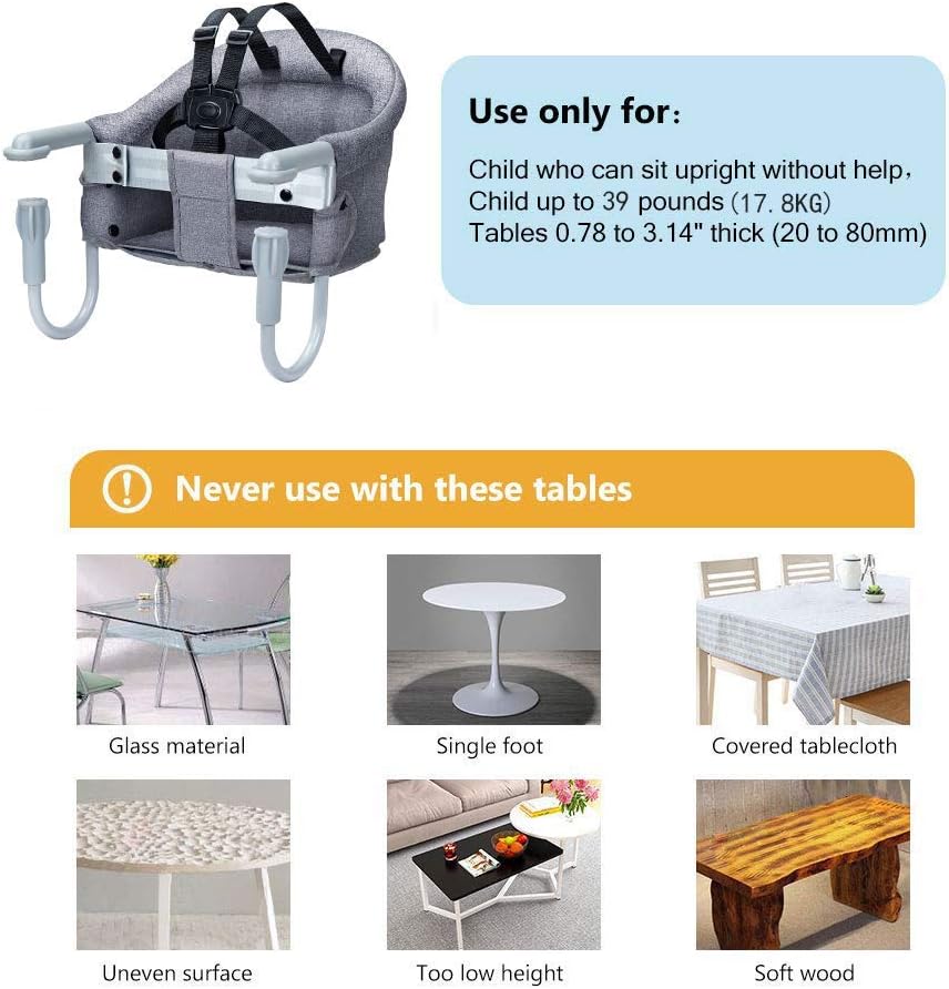 Orzbow Chaise Haute Pour Bebe Siege De Table Pour Bebe Portable Rehausseur De Chaise Enfants Avec Ceinture De Securite Chaise De Table Pliable Pour Enfant Sac De Transport Pour Maison Et Voyage