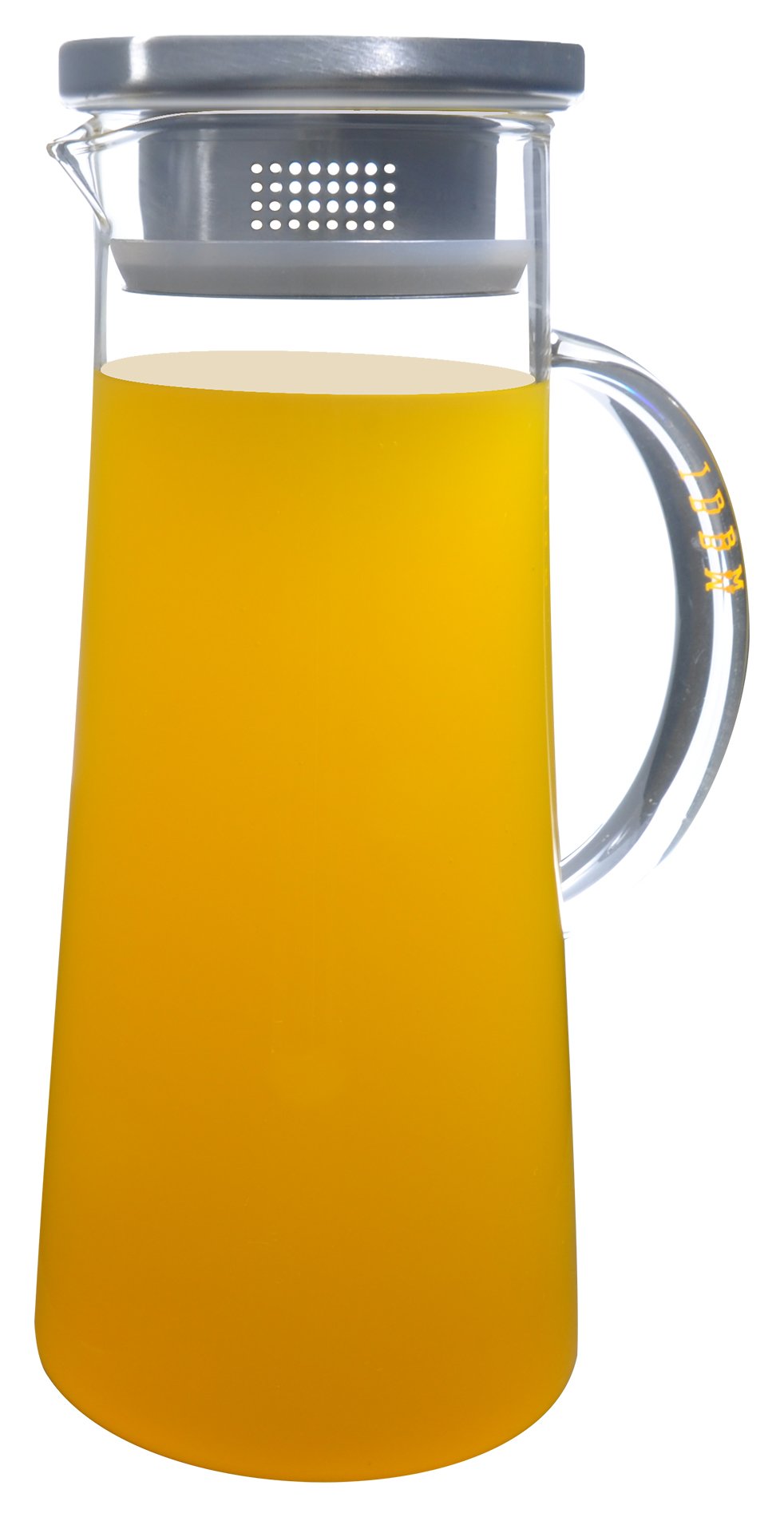50 Oz Large Heat Resistant Glass Beverage Pitcher with Stainless Steel
