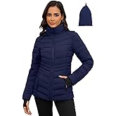 ANOTHER CHOICE Womens Packable Puffer Jacket, Lightweight Puffer Coat with Hood Winter Puffy Jacket for Women