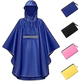 TEUEN Kids Rain Poncho with Hood Lightweight Waterproof Rain Jacket Reusable Children Boys Girls Rain Coat Outwear