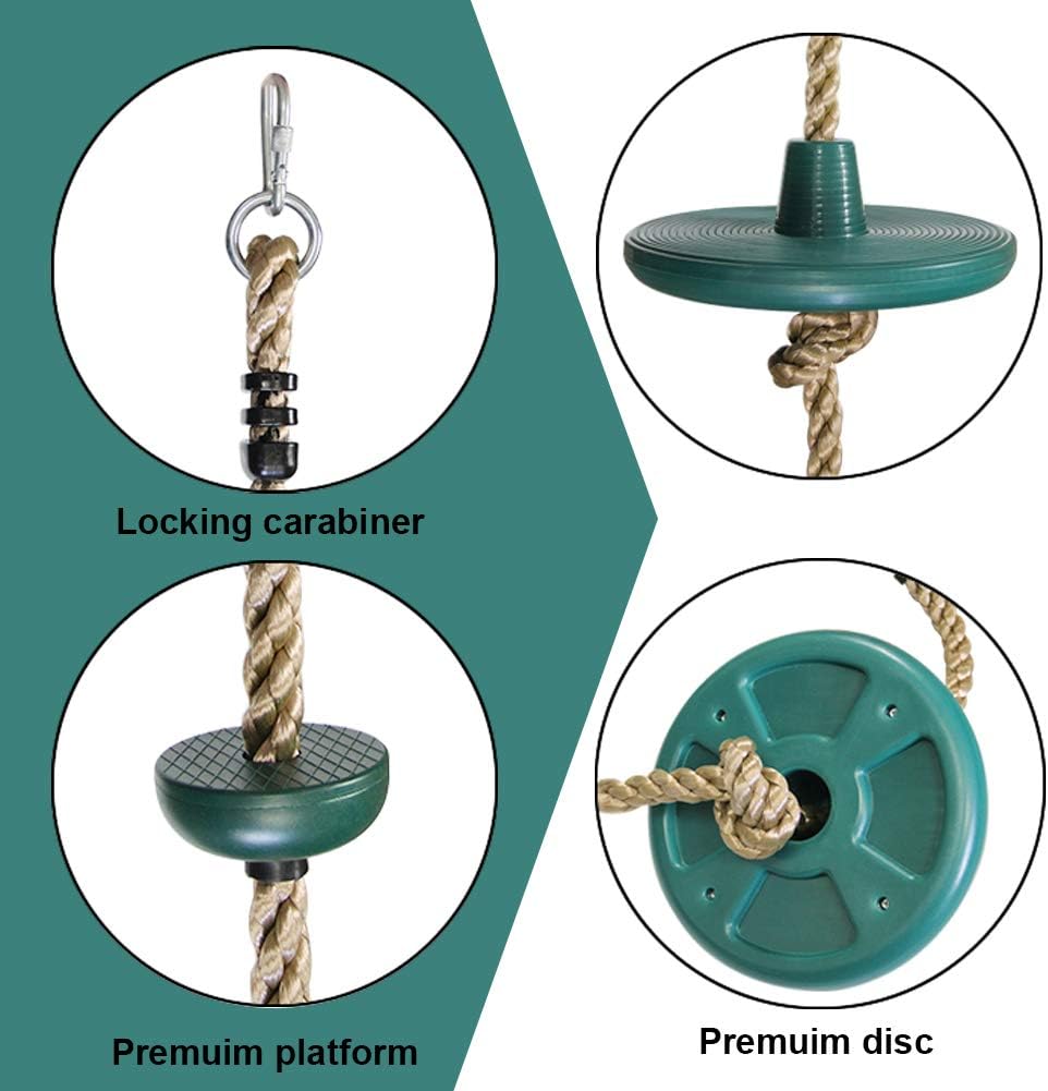 Juegoal Climbing Rope Swing with Platform and Disc Swing Set Rope Ladder for Kids Outdoor Tree Backyard Playground Swing: Toys & Games