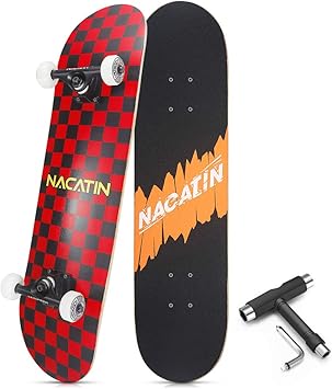 Amazon Nacatin スケートボード 31インチ スケボー コンプリート 高精度 Abec 9ベアリング 95aホイール 耐荷重180kg 耐久 初心者 集中力や平衡感覚育成 大人 若者 子供用 誕生日 プレゼント 贈り物などに Nacatin スケートボード本体