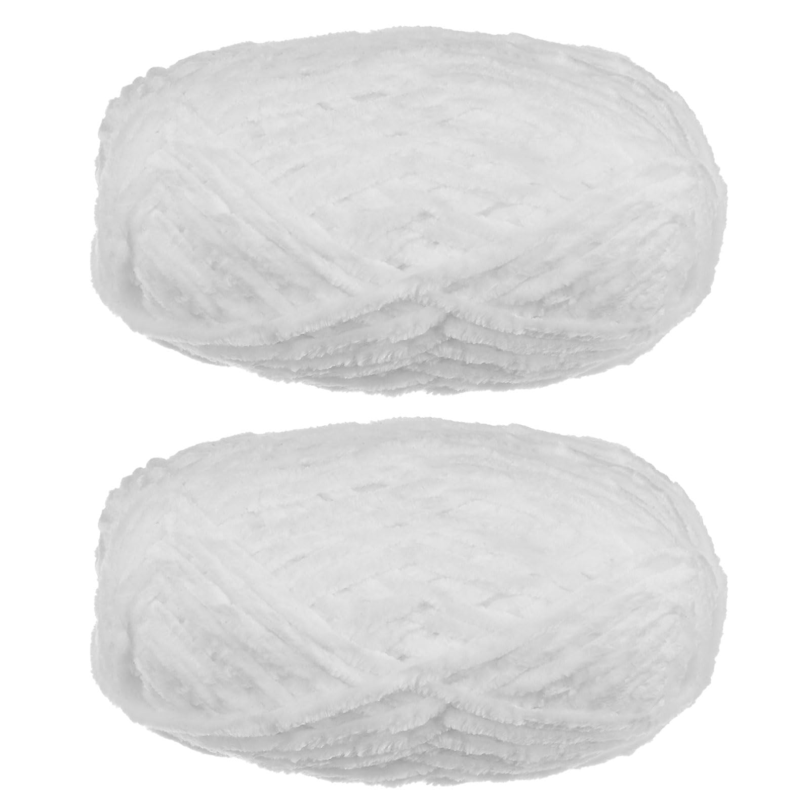 UXCELL 2 Skeins Velvet Chenille Yarn - 2x100g/7.1oz, 174 Yards Total Length #6 Super Bulky Polyester Soft Blanket Yarn for Knitting, Weaving, Bag, Scarf, White
