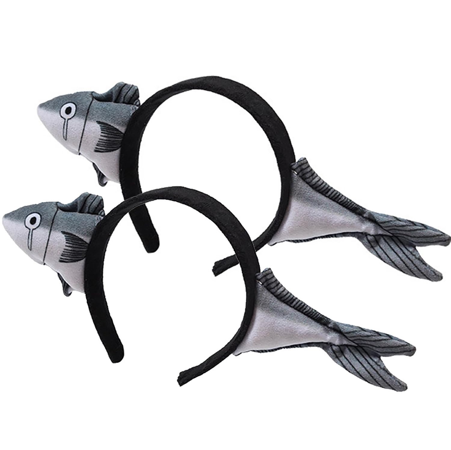 Lezevn 2Pcs Plush Fish Hair Band Through Head Hair Hoop Plush Animal Headbands Halloween Costume Party