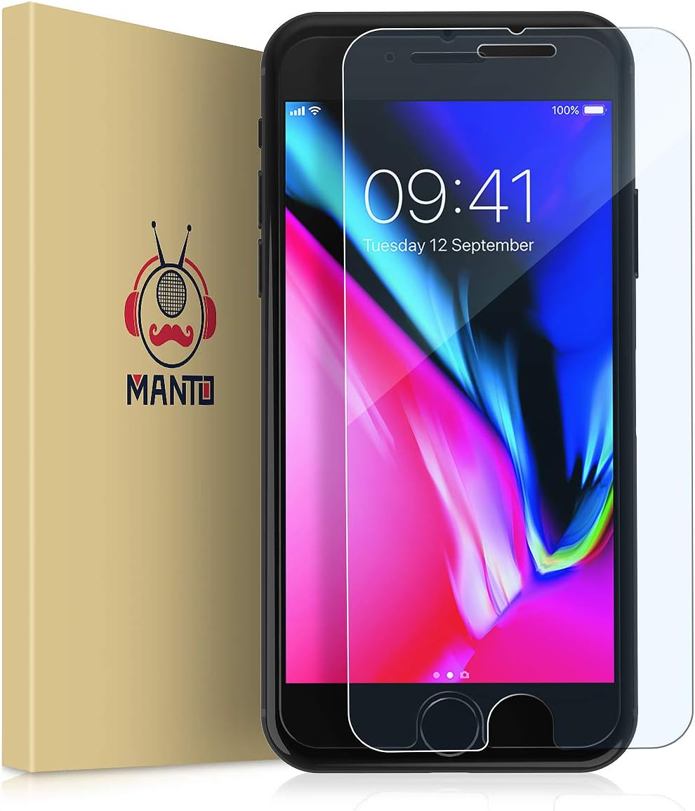 MANTO 3 PACK Screen Protector for iPhone 8/7/ 6s/ 6 Tempered Glass with Easy Aligning Frame, Anti-Scratch Bubble-Free Protector, Clear