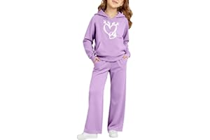 Boys Girls 2-Piece Cotton Thermal Sweatsuits Athletic Hooded Tracksuit Sweatshirt and Jogger Sweatpants Kids Insulated Set