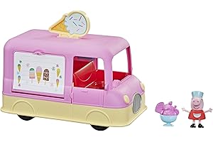Peppa Pig Peppa’s Adventures Peppa’s Ice Cream Truck Vehicle Preschool Toy, Speech and Sounds, Peppa Figure and Accessory, Ages 3 and Up , Pink