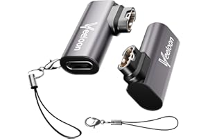 Veeloon 270-Degree Angled USB-C Charger Adapter for Garmin Watch (2 Pack), C to Garmin Cable Converter with Anti-Lost Lanyard, Safe Fast Charging for Fenix,Forerunner,Instinct,Venu,Epix,Tactix,Swim