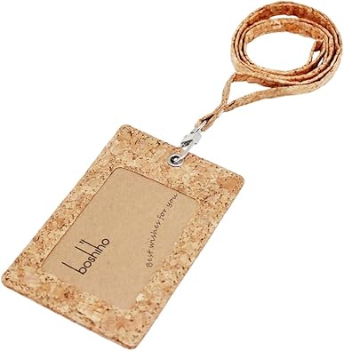 Amazon Boshiho Idカードホルダー コルク Idカードケース 縦型 ネームホルダー 背面ポケット付き 社員証 名札ケース 定期入れ パスケース おしゃれ 首掛け ネックストラップ付 リール付き 名刺ホルダー Idカードホルダー