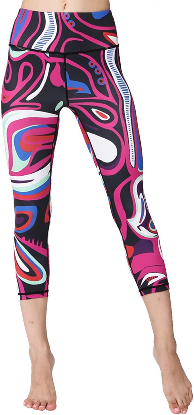 MTSCE Yoga Pants Printed Running Leggings Capris Yoga Capris for Fitness Riding Running