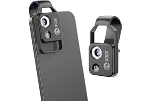 DIYEENI Pocket Phone Microscopes, 200X Zoom Clip On Microscopes Magnifier with CPL Lens & LED Light, Portable Microscopic Lens for iPhone for Samsung for Huawei for Google, to Enjoy Microworld(Black)