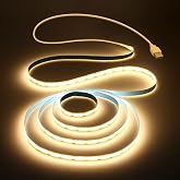 Aclorol USB COB LED Strip Lights Warm White Led TV Backlight 5V 1M 3.28FT 320Leds 3000K CRI85+ COB Flexible Lights with 1M USB Powered for Bedroom Under Cabinet Kitchen DIY Lighting Project