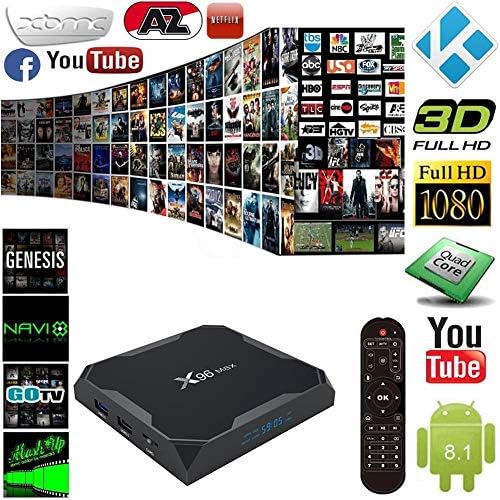 Android 8.1 TV Box X96 Max TV Set Top Box S905W Network Player 4G RAM 64G ROM Android 8.1 HD 4k Player for Home Theater Playing Games (1000 Meter Network Ethernet)