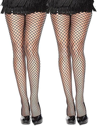 Ultra Hot Quality Seamless Diamond Net Pantyhose Black 2 Pack