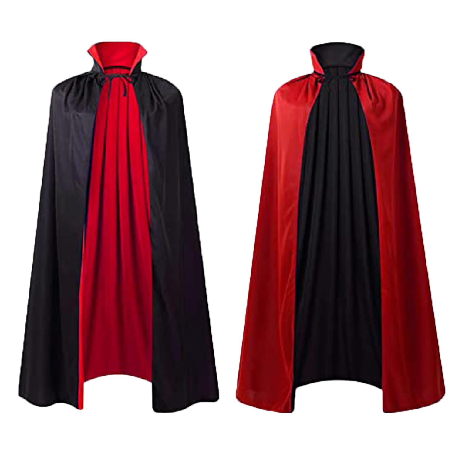 Double Sided Halloween Hooded Cloak Black and Red Cape Costume Magician Devil Vampire Cosplay Fancy Dress Cosplay Rave Halloween Christmas Carnival Party Unisex for Adult